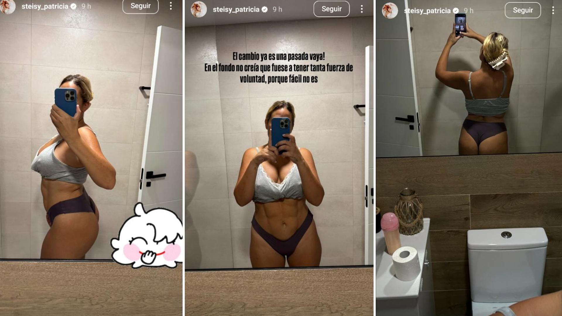 Patricia Steisy luce abdominales frente al espejo tras su cambio físico