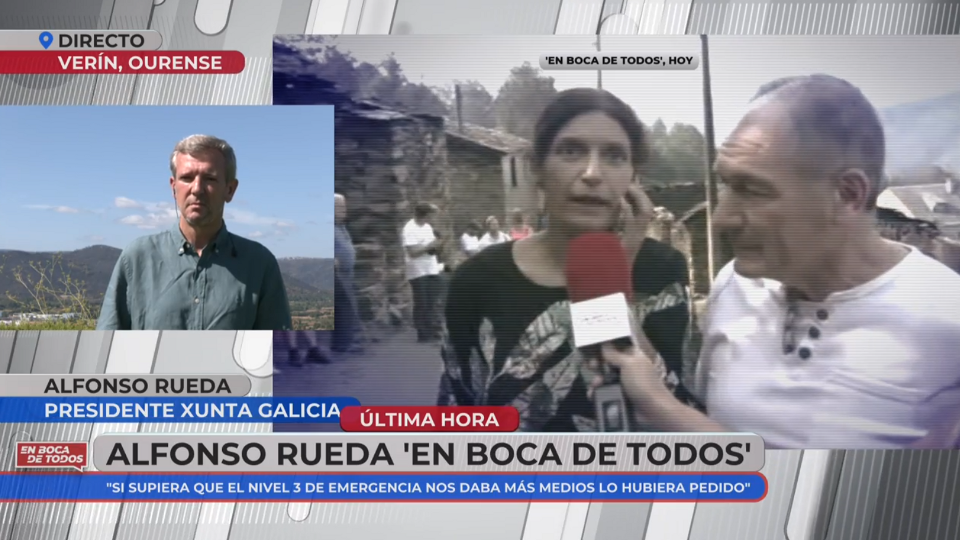 El presidente Alfonso Rueda reacciona a la desesperación de los vecinos de Galicia por los incendios: "No hemos podido llegar a todas partes, comprendo el enfado"