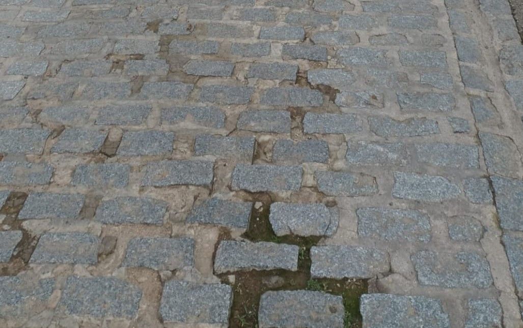 Empedrado con llagas pronunciadas