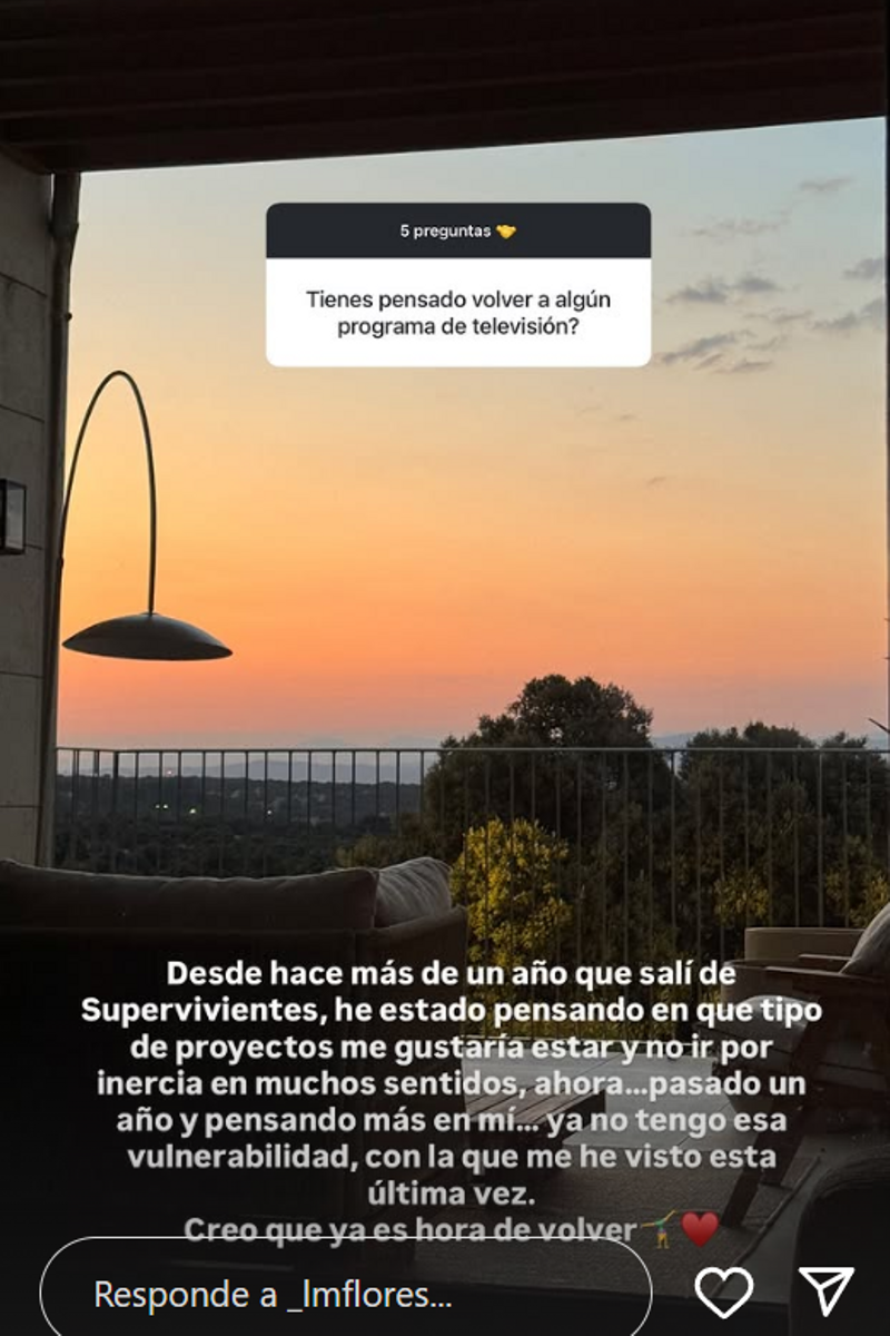 Laura Matamoros responde a la pregunta de si piensa en volver a televisión