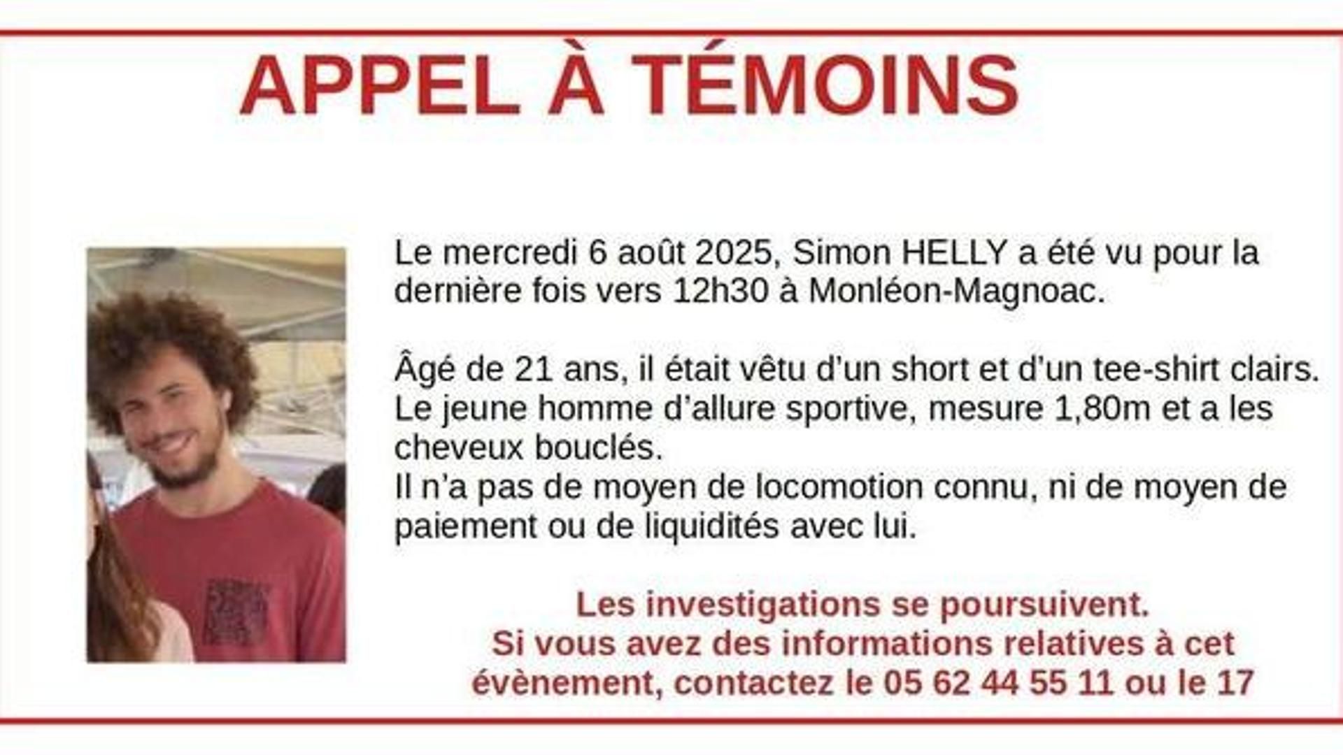 Cartel de búsqueda de Simon Helly