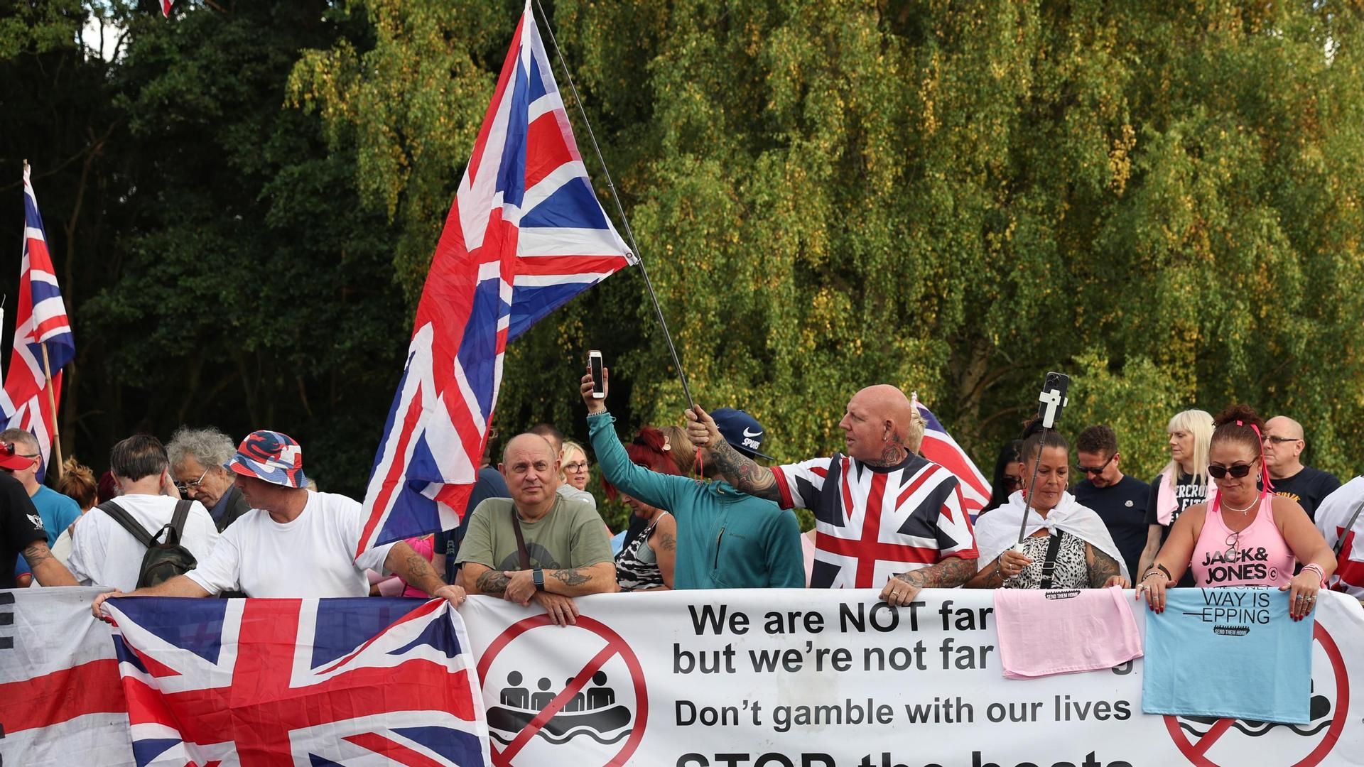Manifestación contra la inmigración en Epping, Reino Unido