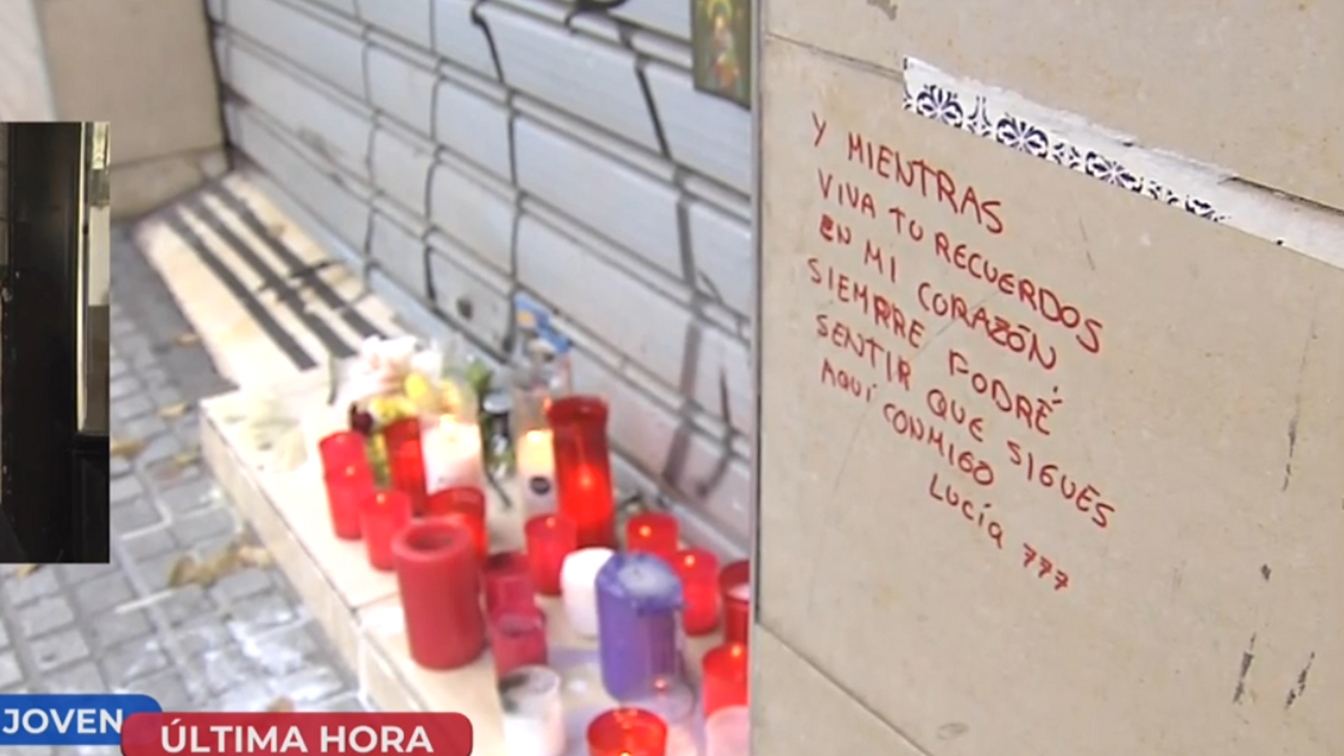 El altar de los vecinos y sus familiares por el joven fallecido