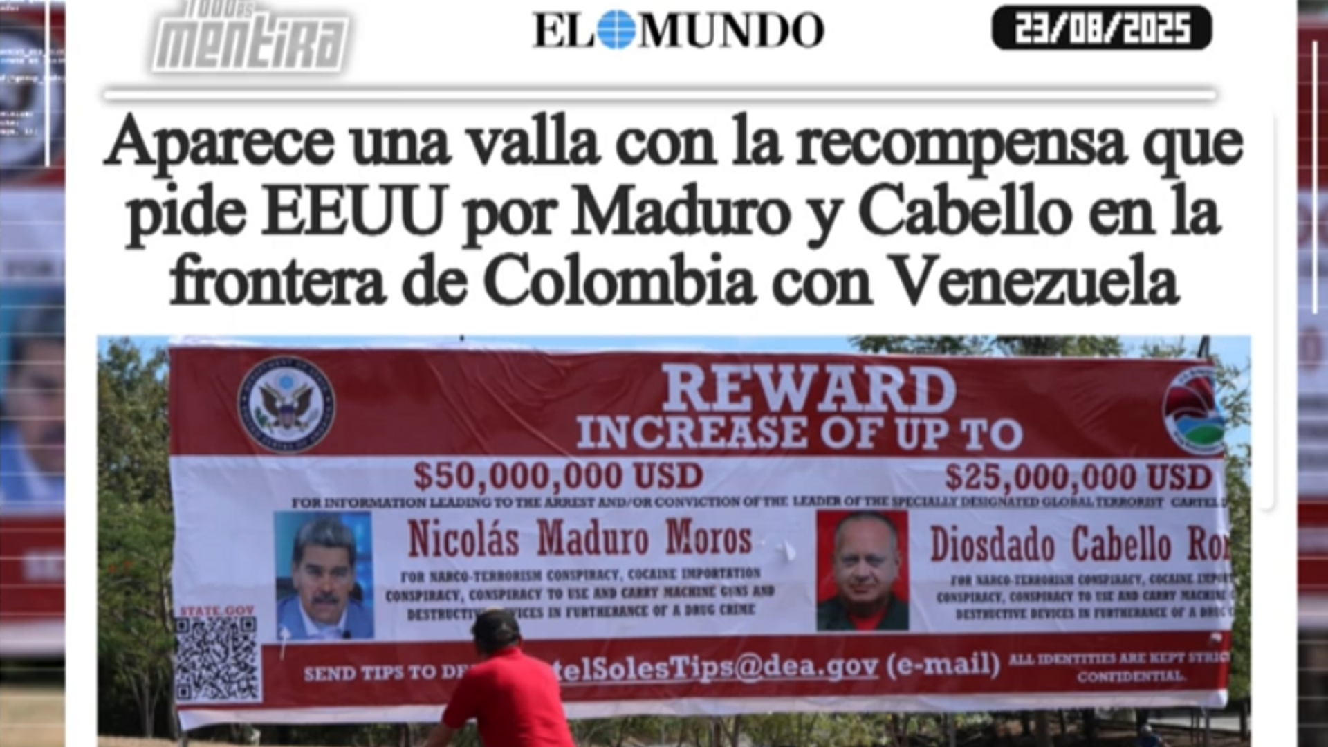 La valla que pide la cabeza de Maduro