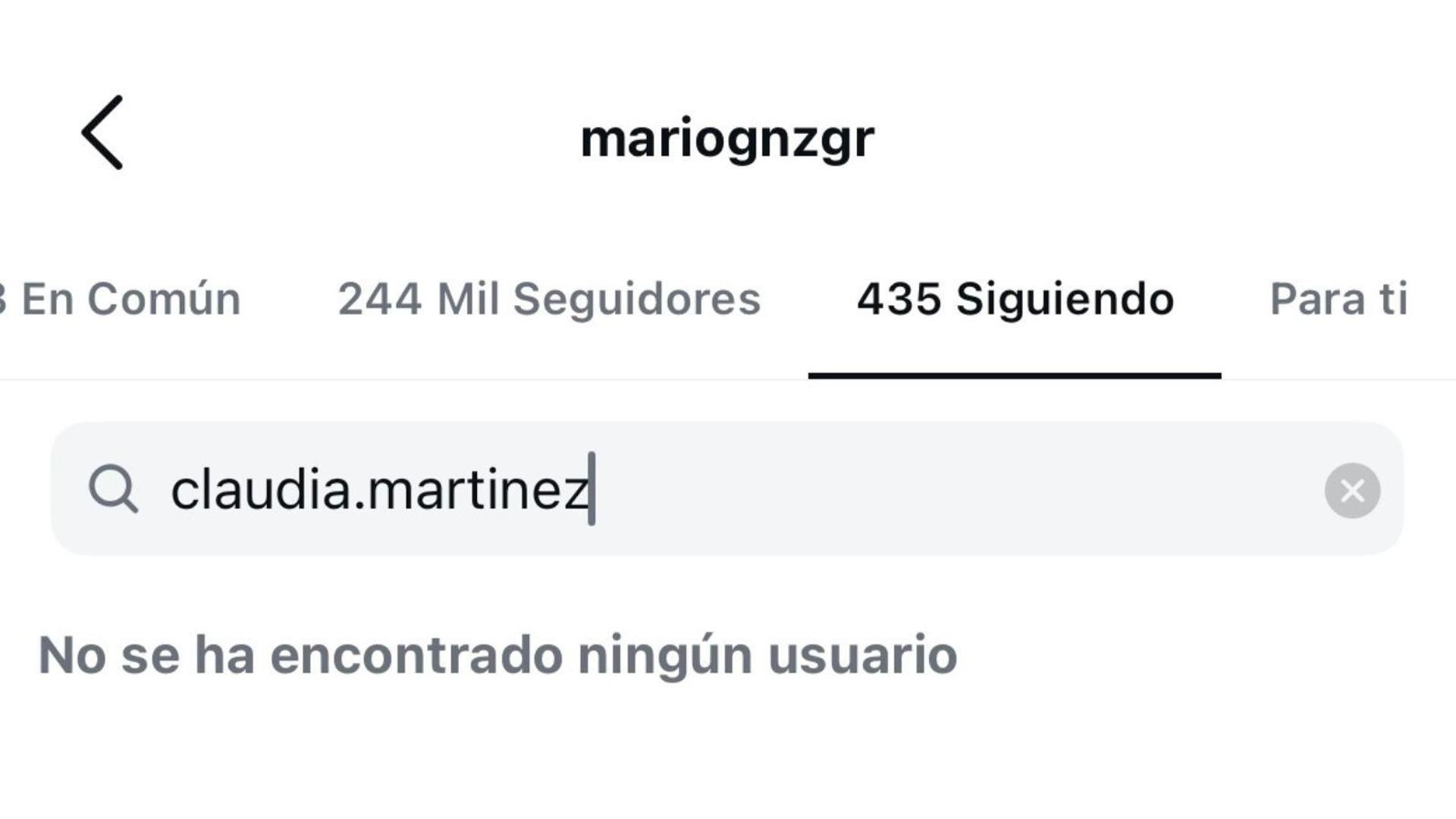 Captura de pantalla del perfil de Instagram de Mario González
