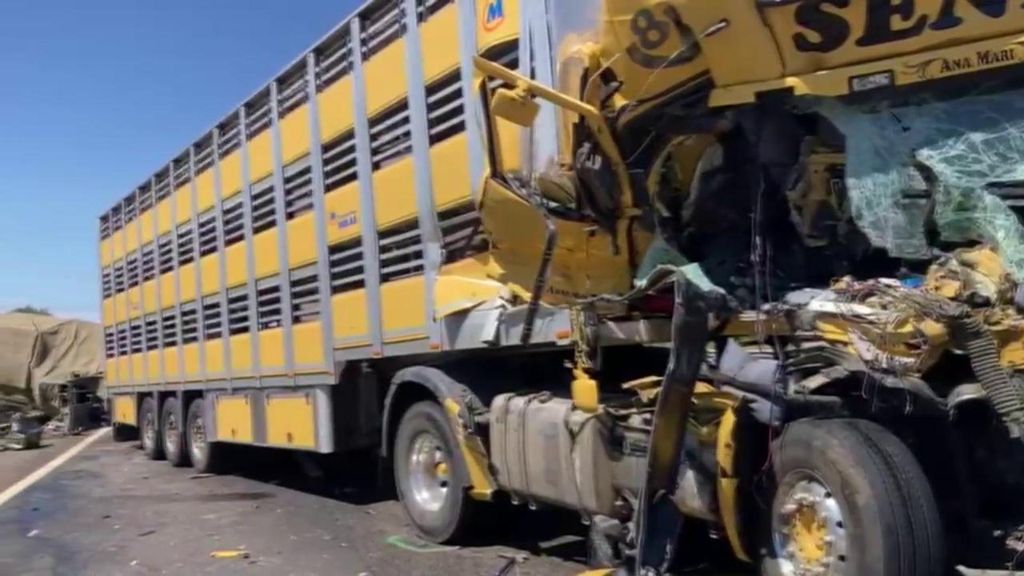 Dos militares de la UME resultan heridos tras chocar su vehículo con un camión de ganado en Trasmiras, Ourense