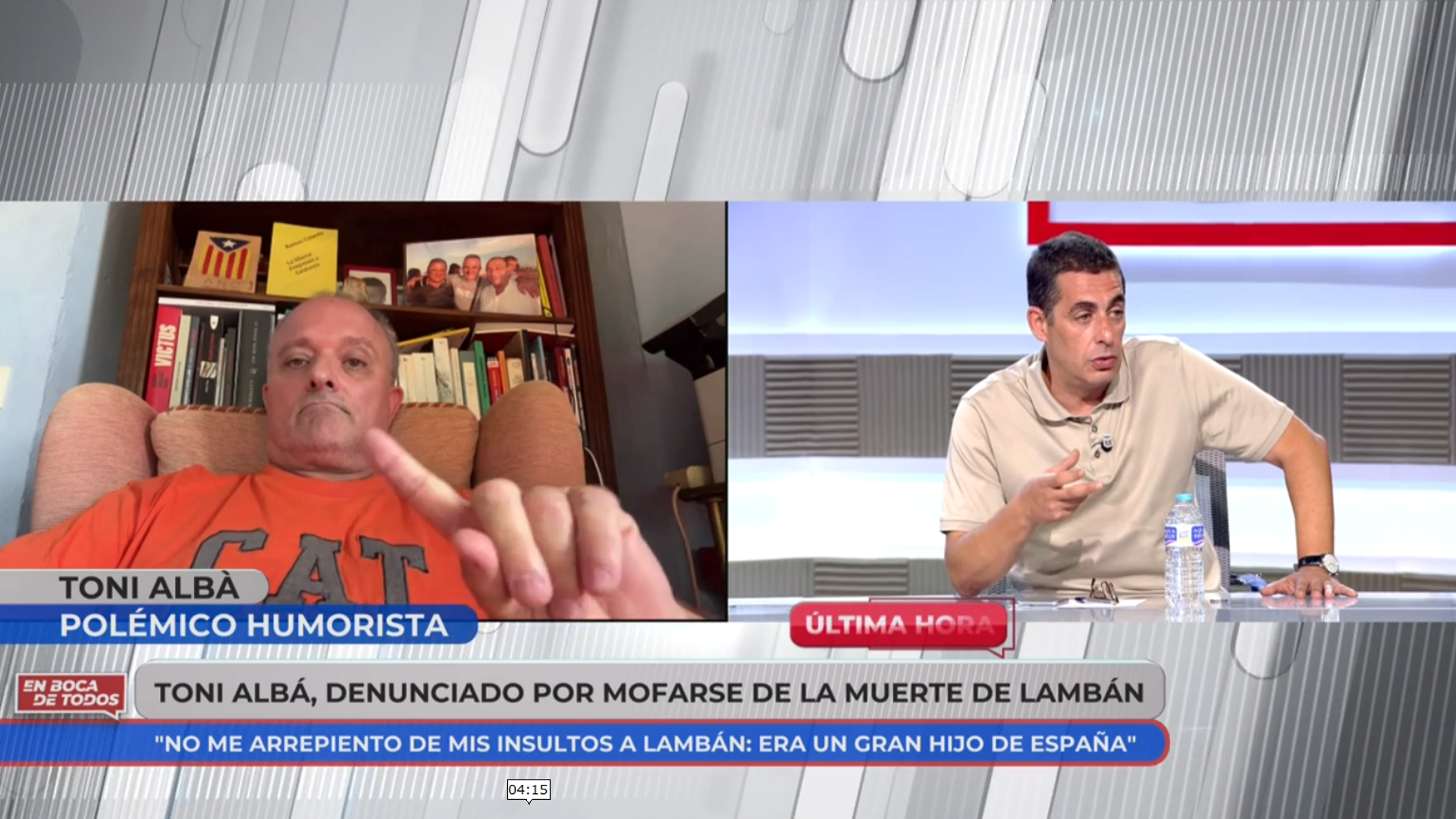 El cómico Toni Albà se pronuncia sobre su "mofa" por la muerte de Lambán: "No me arrepiento... es un hijo de la gran España" El cómico Toni Albà se pronuncia sobre su "mofa" por la muerte de Lambán: "No me arrepiento... es un hijo de la gran España"
