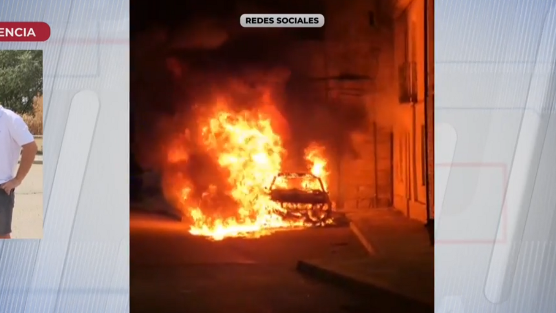 El coche incendiado de Guillermo y Reyes