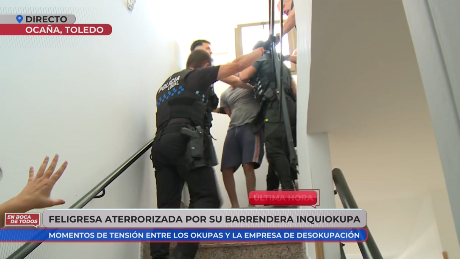 El okupa que roció con gas pimienta a una reportera de 'En boca de todos' es detenido por la Guardia Civil en directo