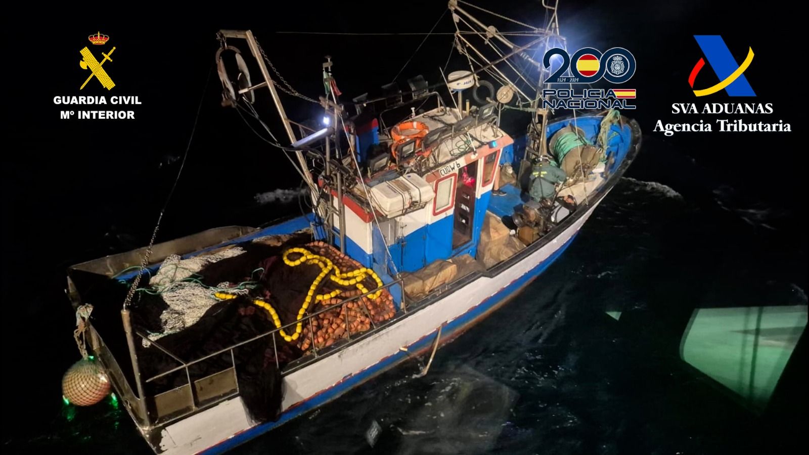Pesquero interceptado en aguas del rio Guadiana