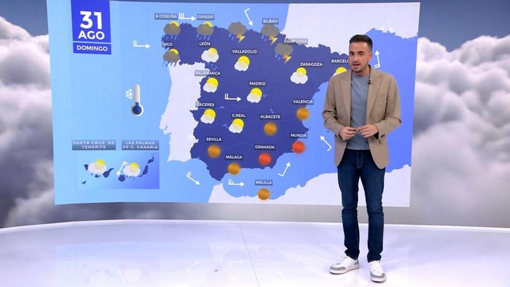 Desplome térmico y tormentas en el oeste y norte peninsular por un frente atlántico para cerrar agosto