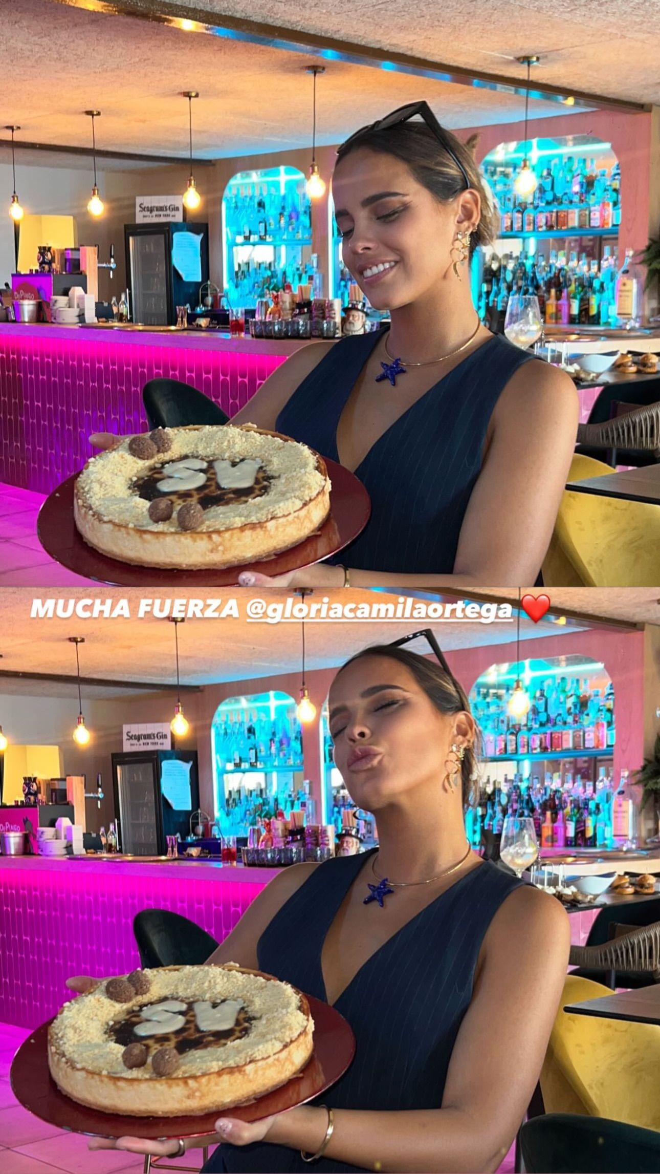 Gloria Camila con su tarta de despedida