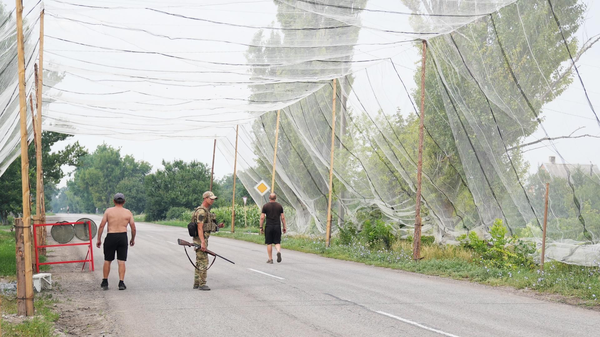 Imagen de archivo de redes de detención de drones en Ucrania