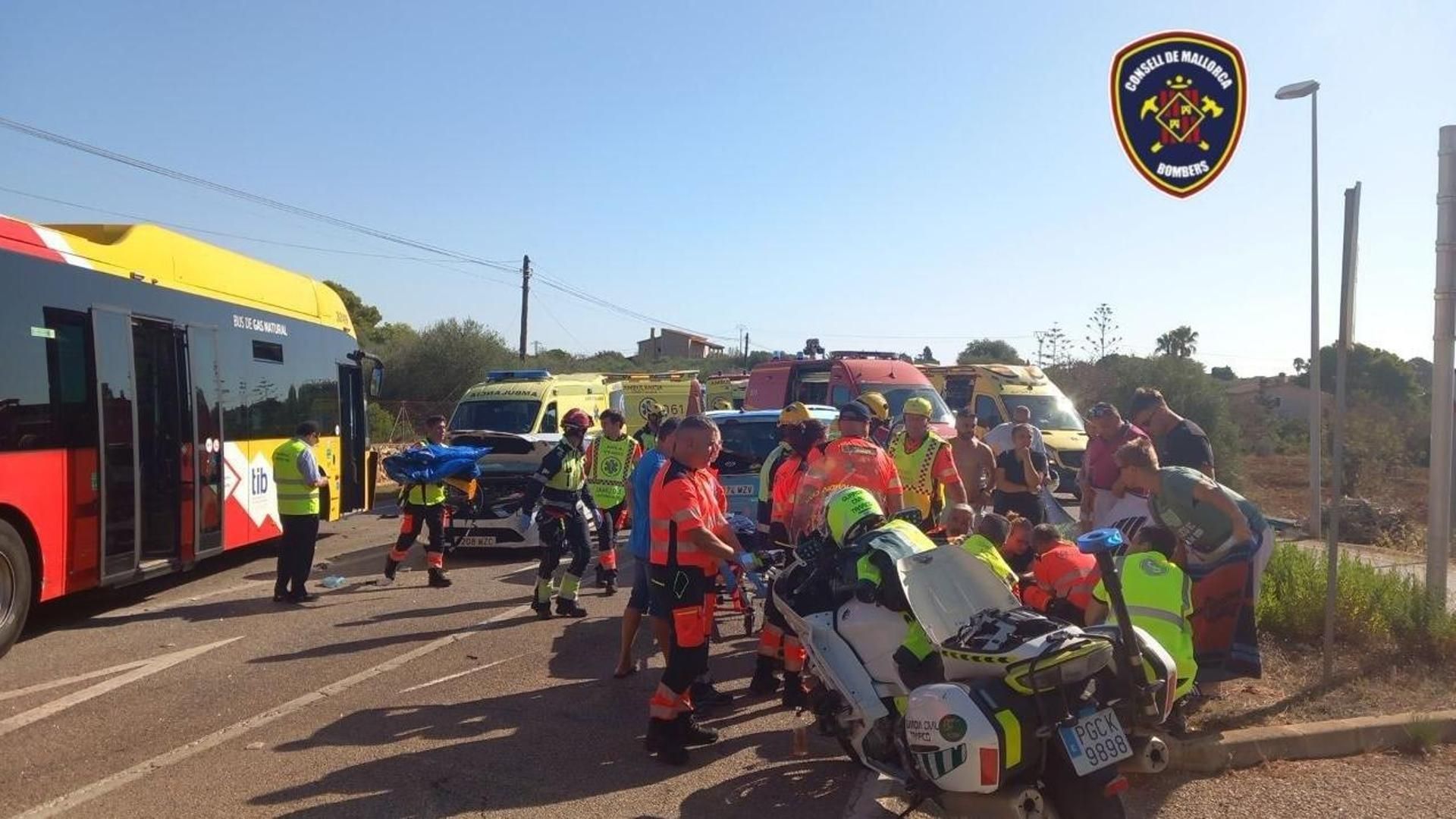 Nueve heridos, tres de ellos graves, en un accidente en la carretera de Porto Cristo a Cales de Mallorca