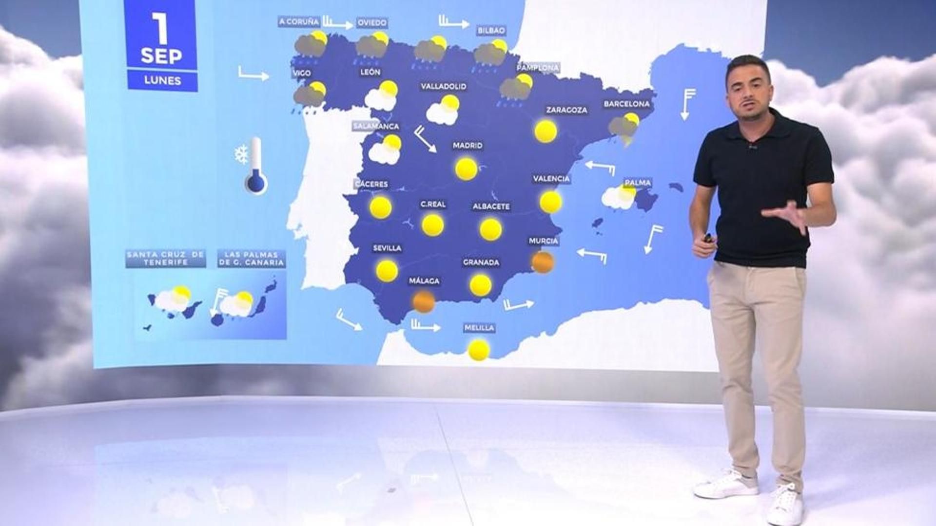 Septiembre llega con una bajada generalizada de las temperaturas y frentes que dejarán fuertes tormentas