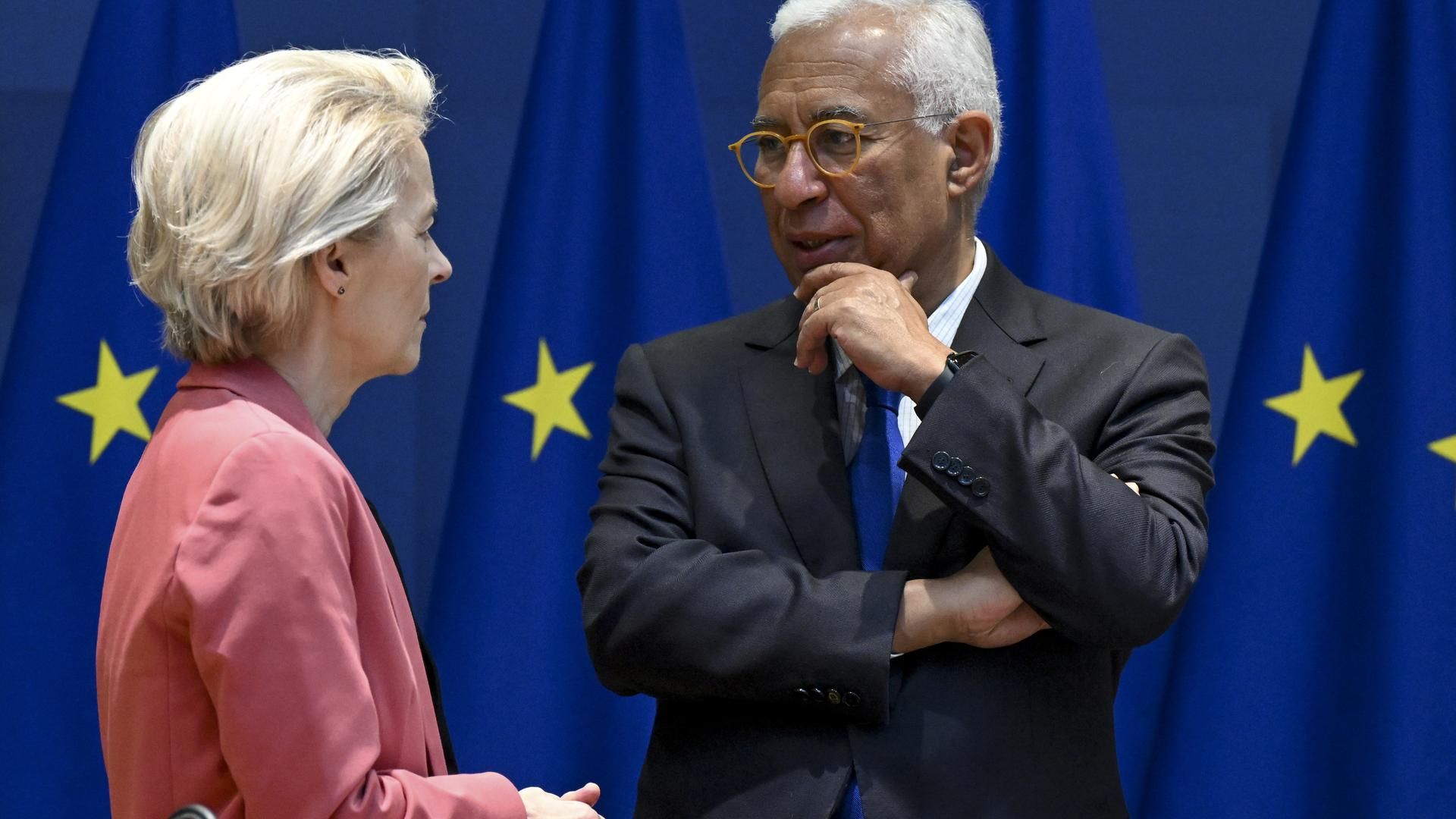 El presidente del Consejo Europeo, António Costa, y la presidenta de la Comisión Europea, Ursula von der Leyen