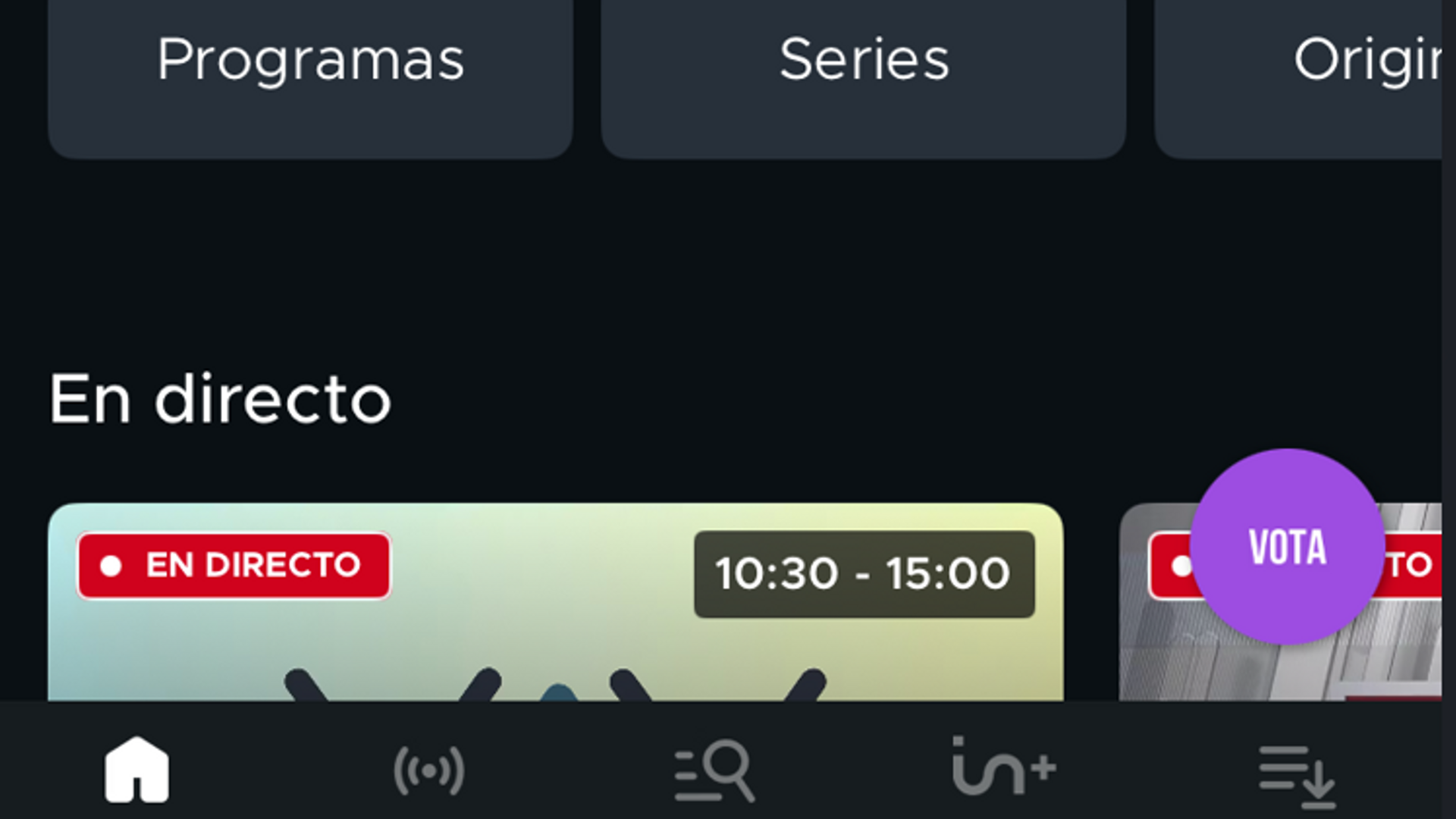 'Vota' en Mediaset Infinity