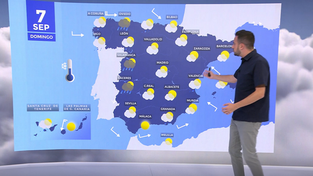 Ligero descenso de las temperaturas este domingo: un frente dejará nubosidad en la mayor parte de la Península