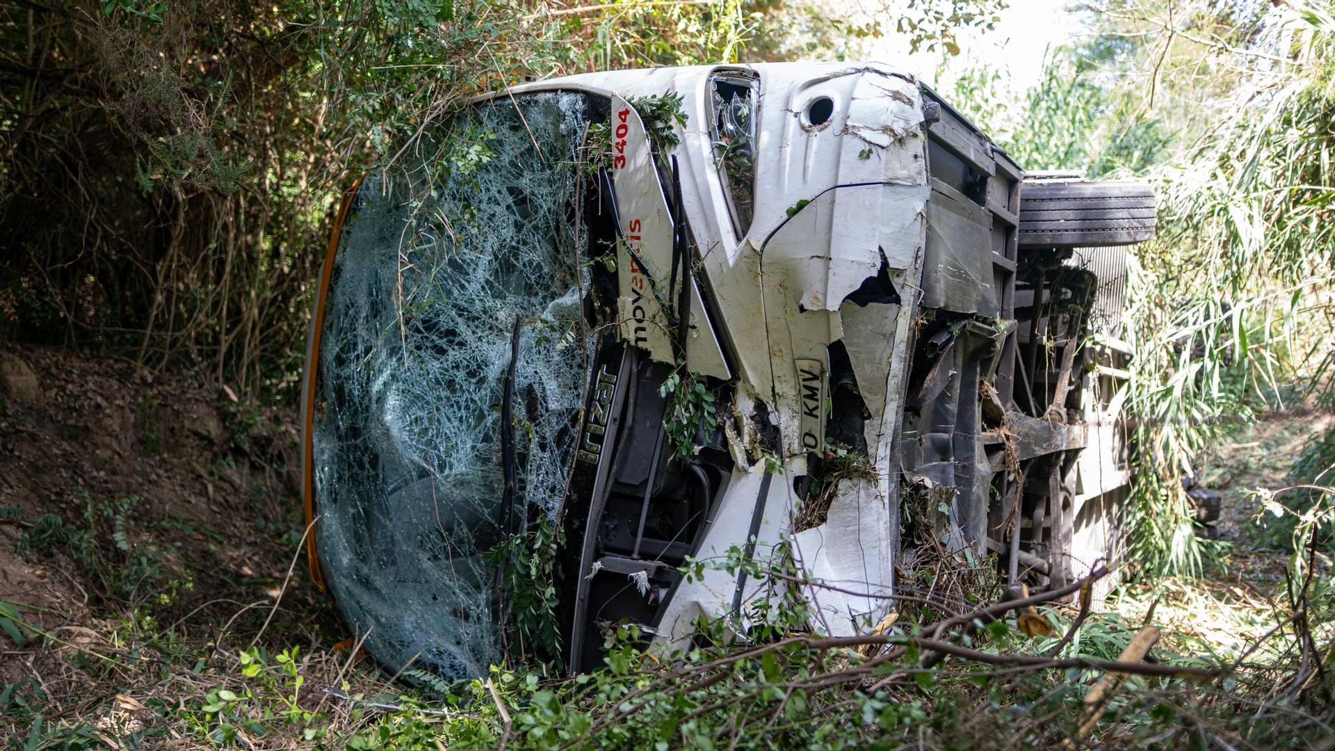 El autocar accidentado en Santa Susanna, Barcelona