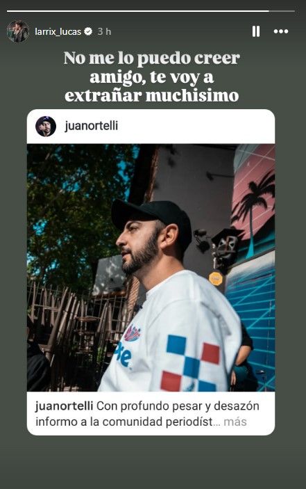 Larrix reacciona a la muerte de Juan Ortelli