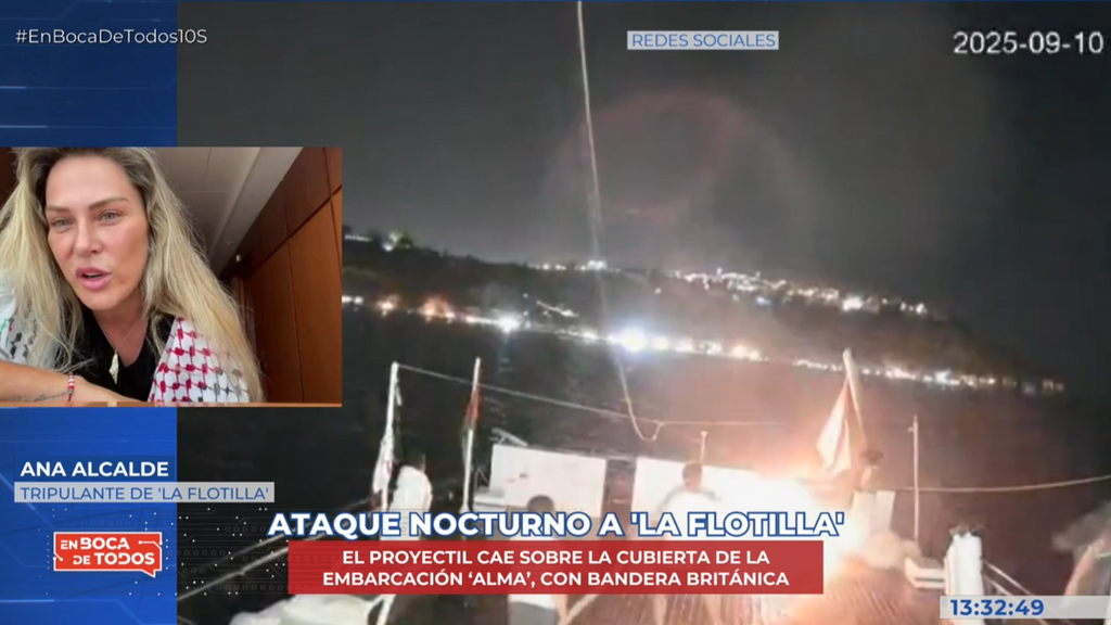 Ana Alcalde, la integrante de la flotilla atacada por un dron que viaja hacia Gaza: "Tenemos una ola fascista que nos intenta tapar"