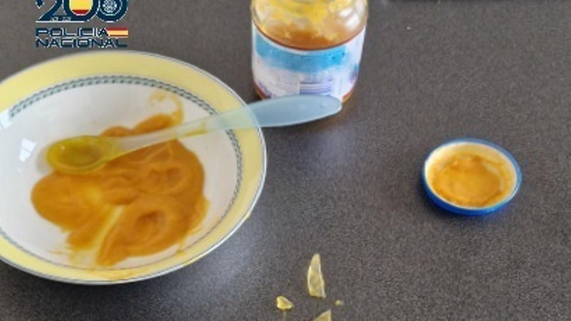 Tarro de comida para bebés con cristales