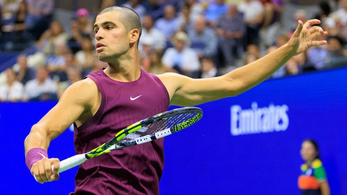 Alcaraz con el vello rapado al comienzo del pasado US Open