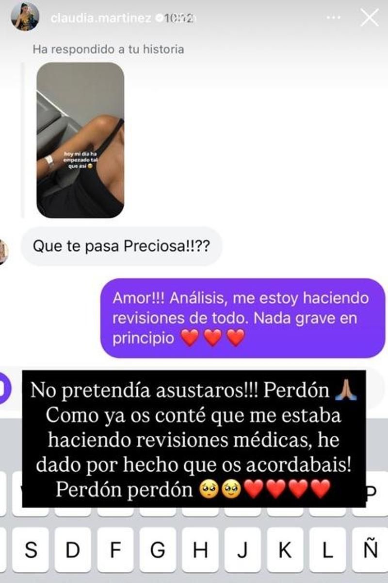 La exconcursante de 'Supervivientes' explica el motivo de su fotografía desde el hospital