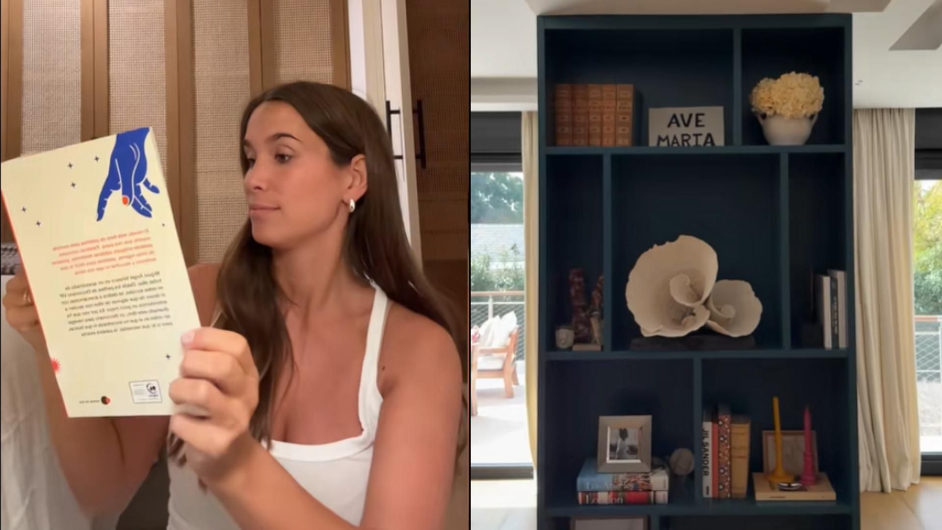 María Pombo leyendo en su casa