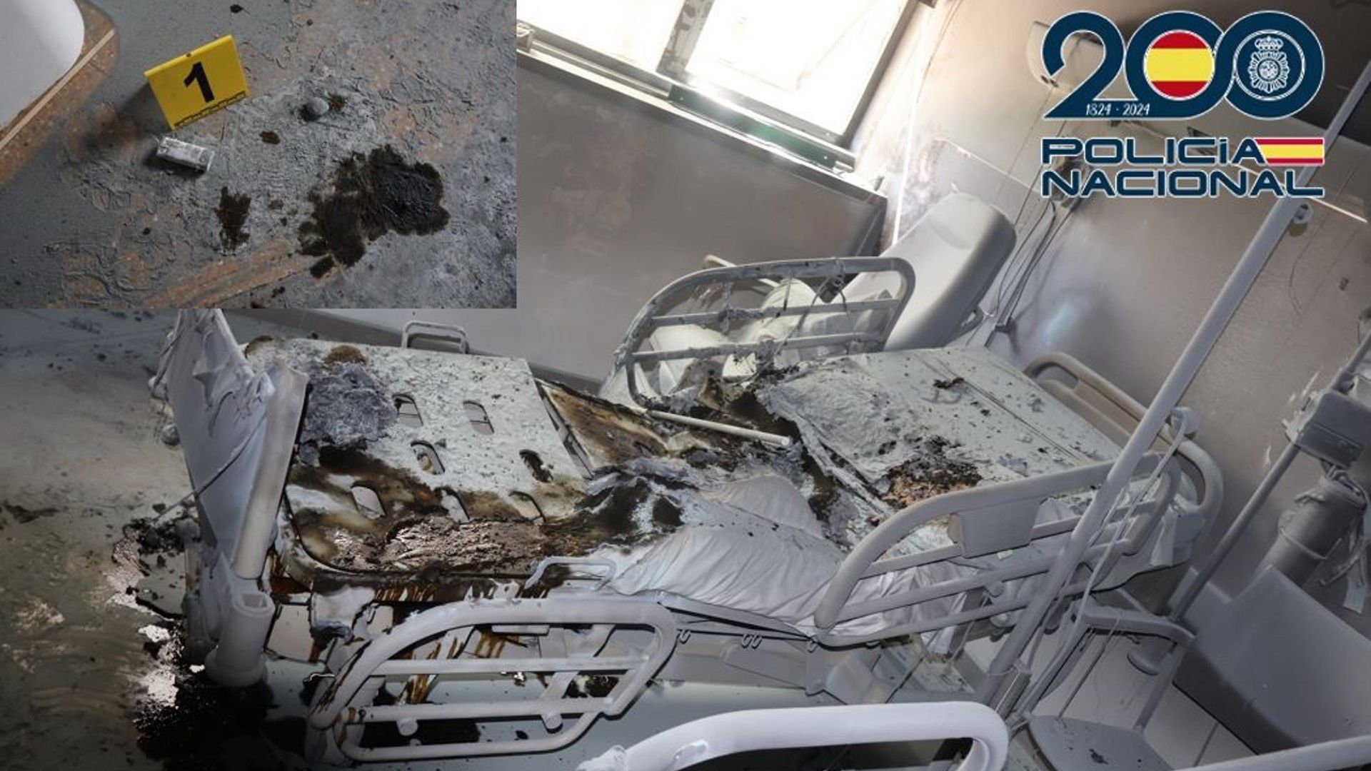 Incendio en el colchón de una habitación de hospital en agosto en Granada