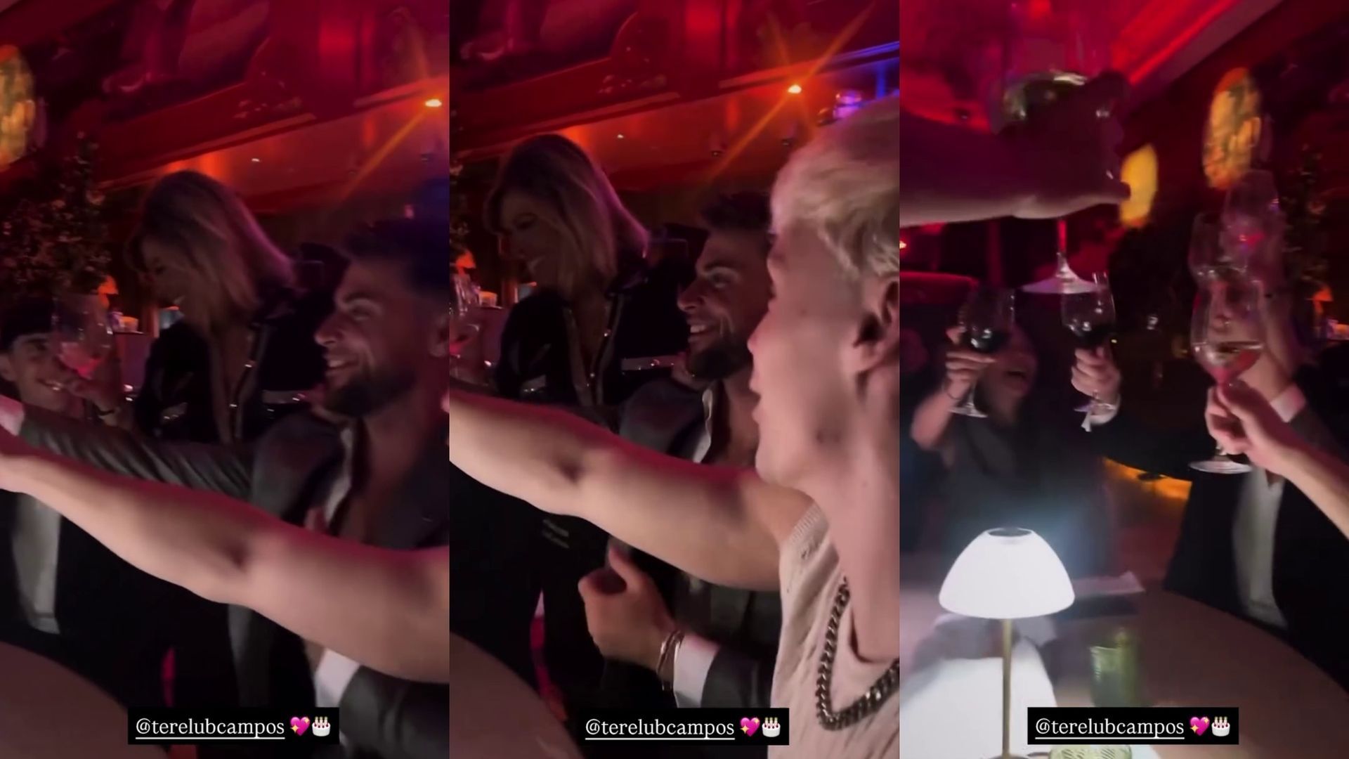 Anita y Montoya, brindando en el cumpleaños de Terelu Campos