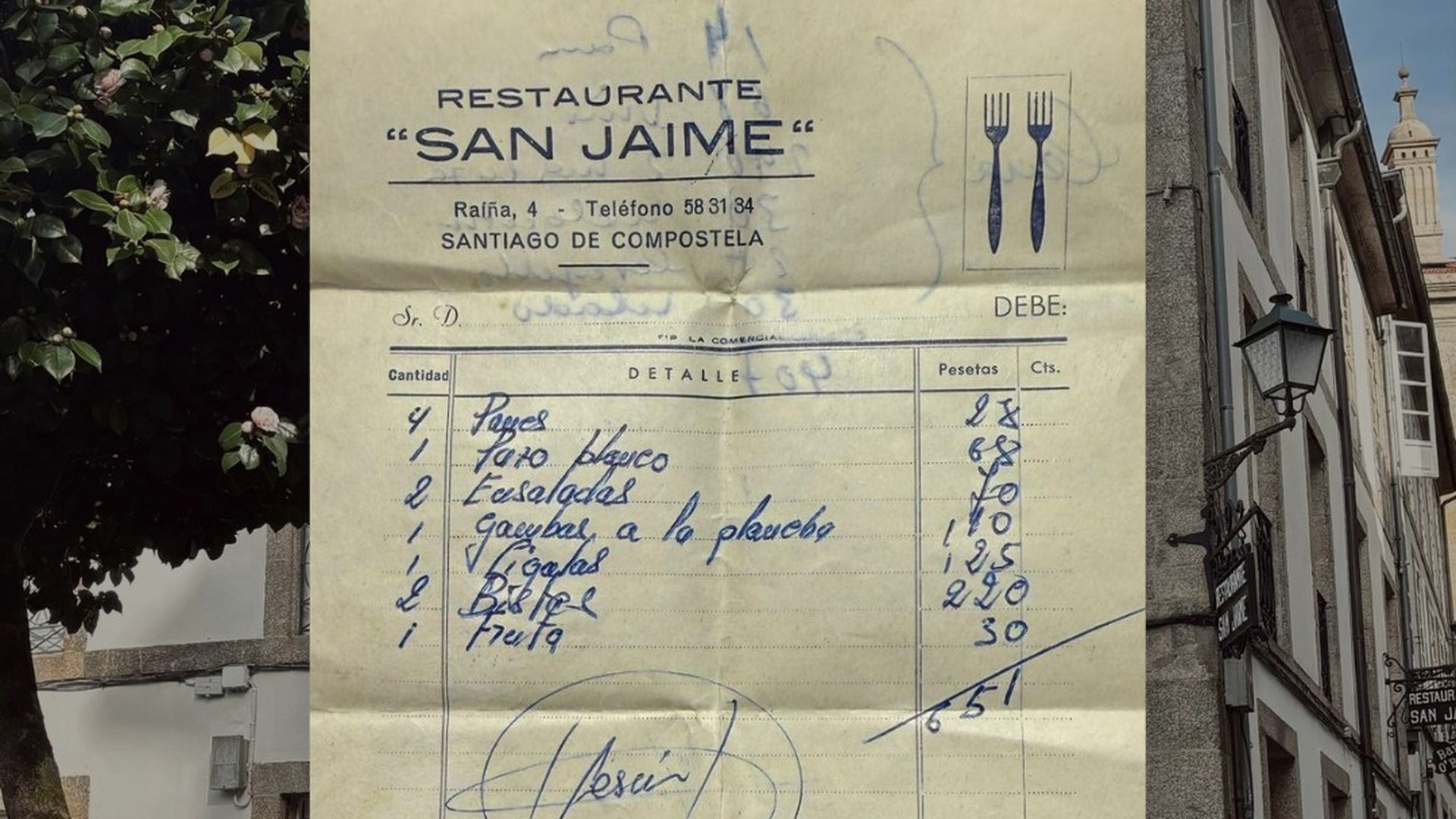 Cuenta del restaurante San Jaime