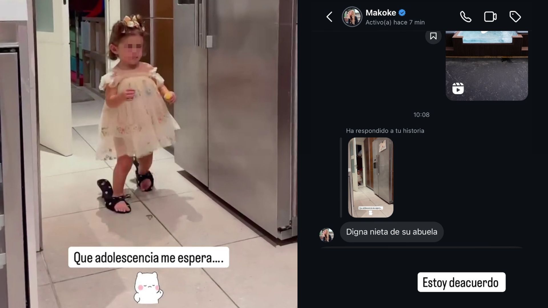 El divertido momento de la hija de Javier Tudela, 'siguiendo los pasos' de Makoke