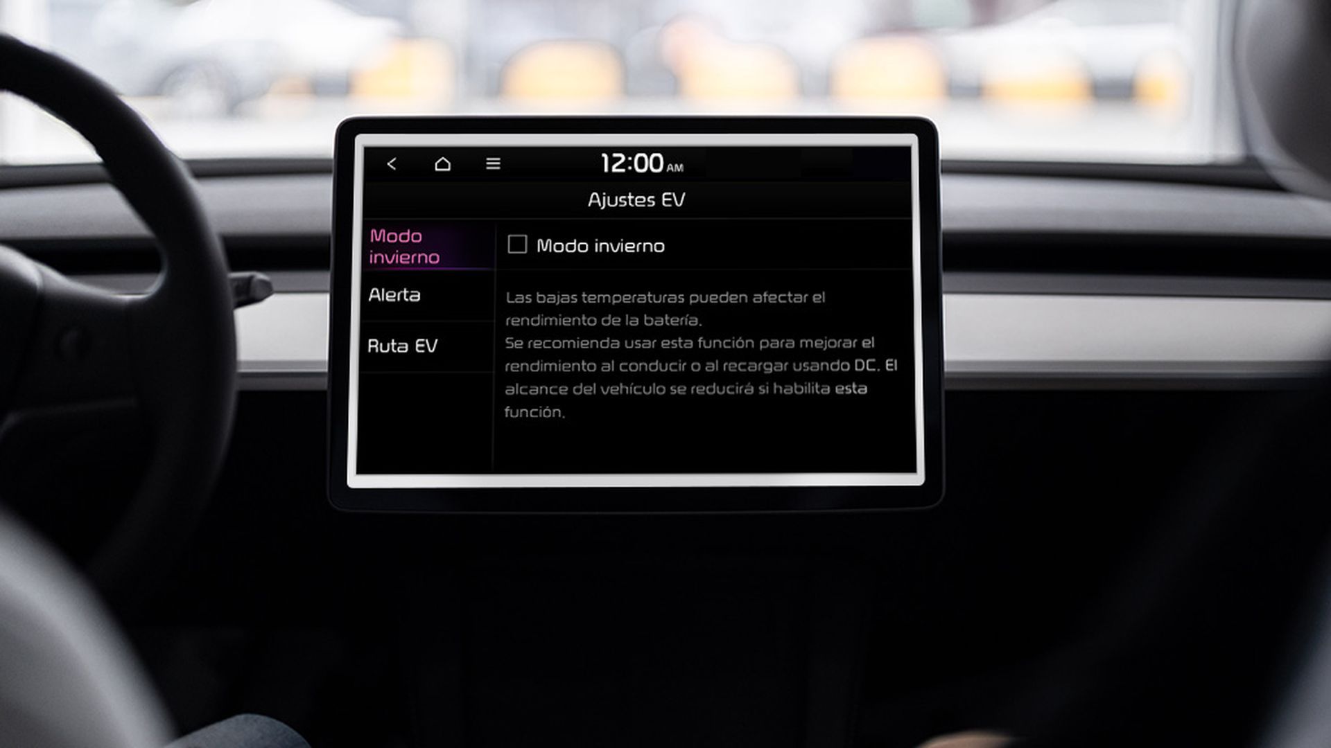 Activación del modo invierno en un coche eléctrico