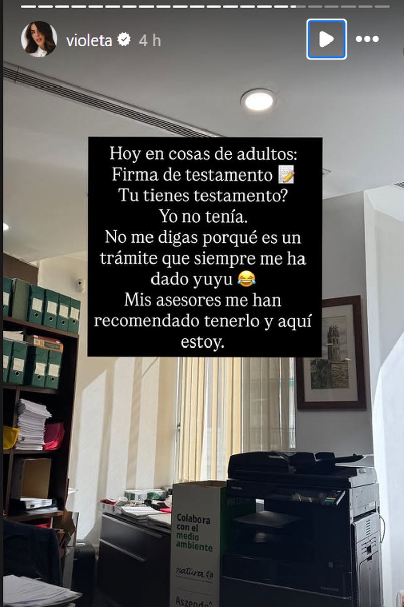 Violeta cuenta que ha firmado su testamento