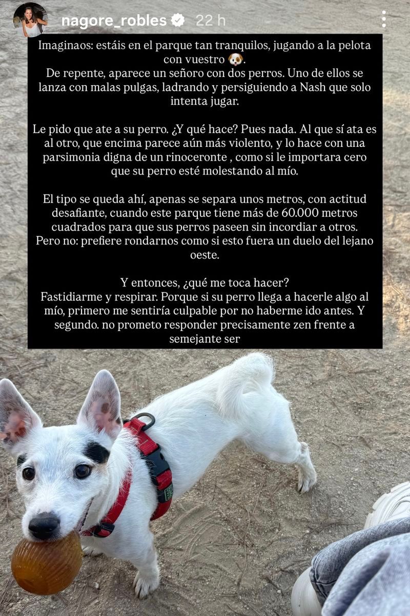 Nagore Robles denuncia una situación peligrosa que ha vivido en el parque