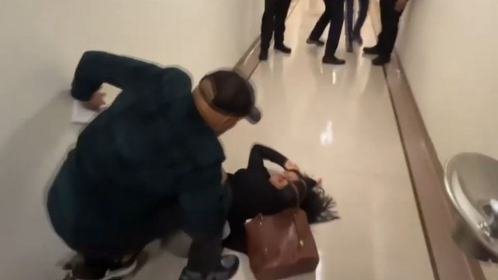 Un agente del ICE lanza al suelo a una mujer ecuatoriana, delante de sus hijos, en una oficina de inmigración de Nueva York