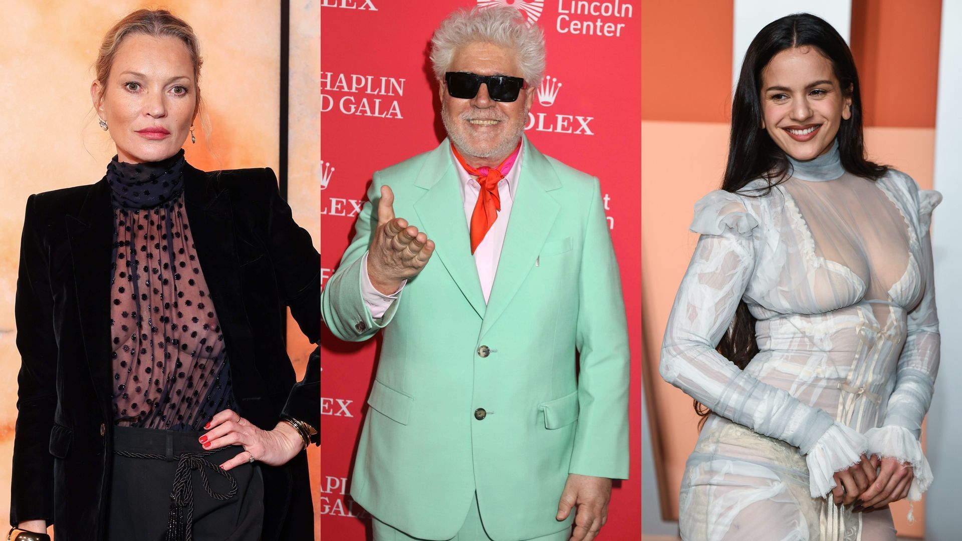 Kate Moss, Pedro Almodóvar y Rosalía, en un montaje de fotos