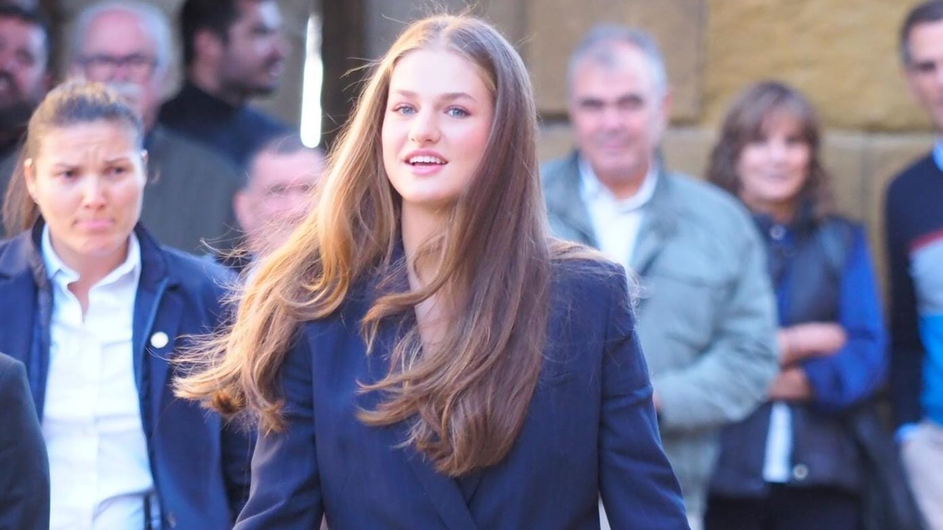 La princesa Leonor a su llegada al Palacio de Navarra