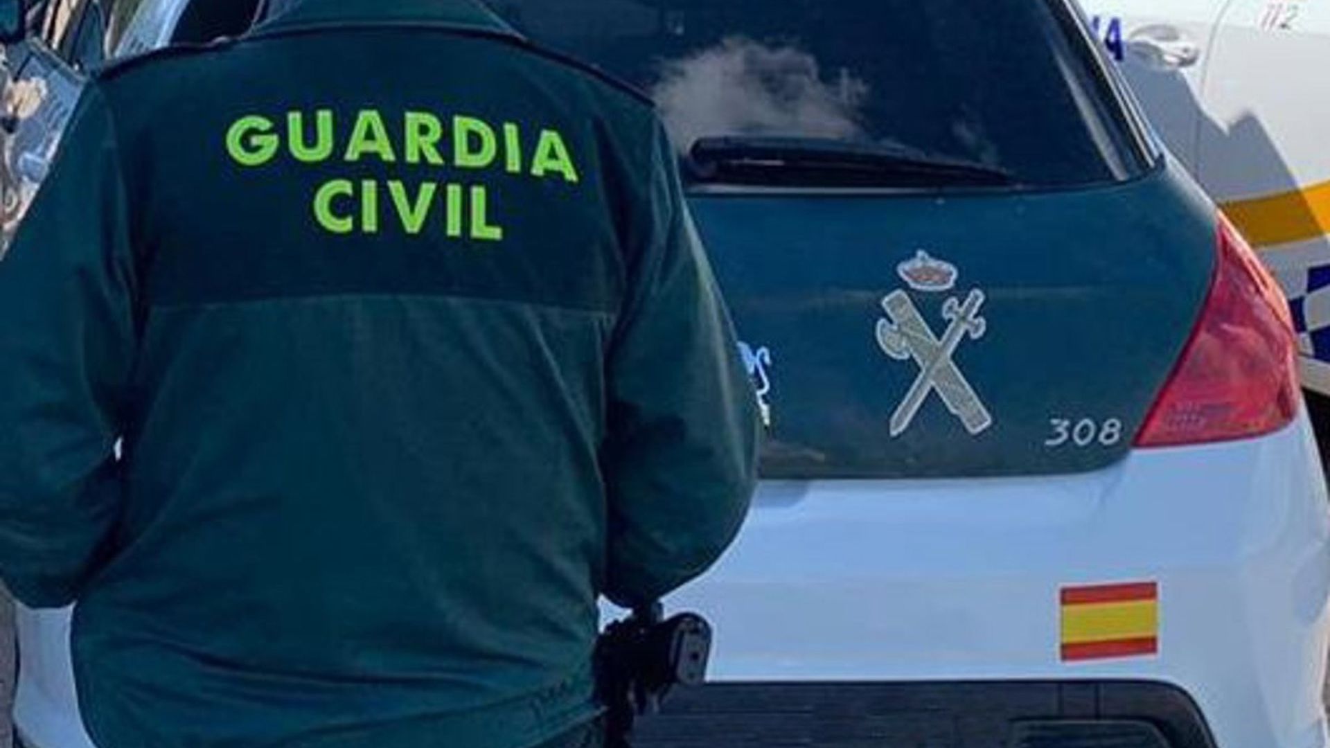 Agente de la Guardia Civil junto a un vehículo