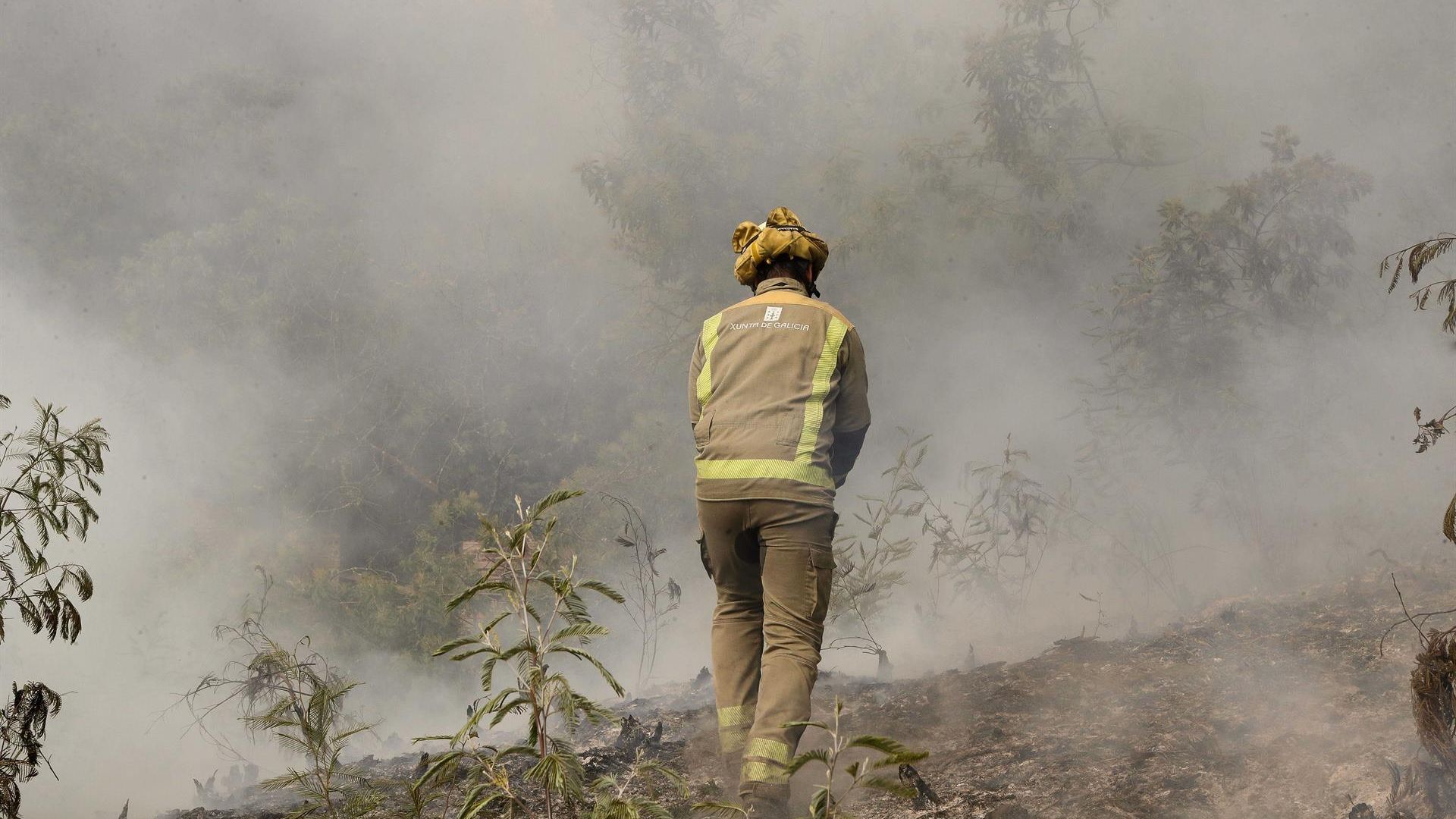 Efectivos de emergencias realizan labores de extinción del incendio de Pantón