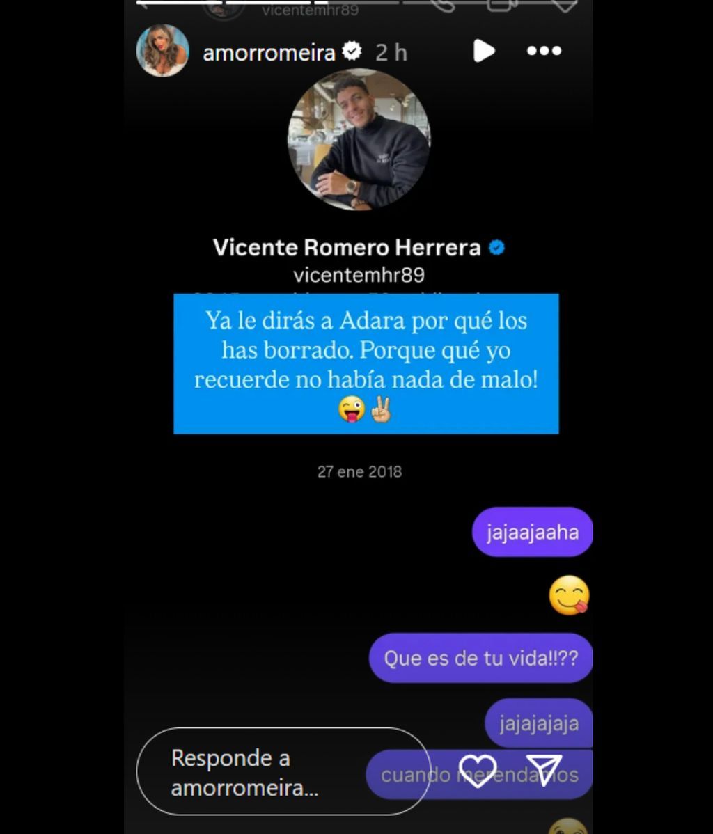 Amor Romeira muestra sus mensajes a Vicente Romero