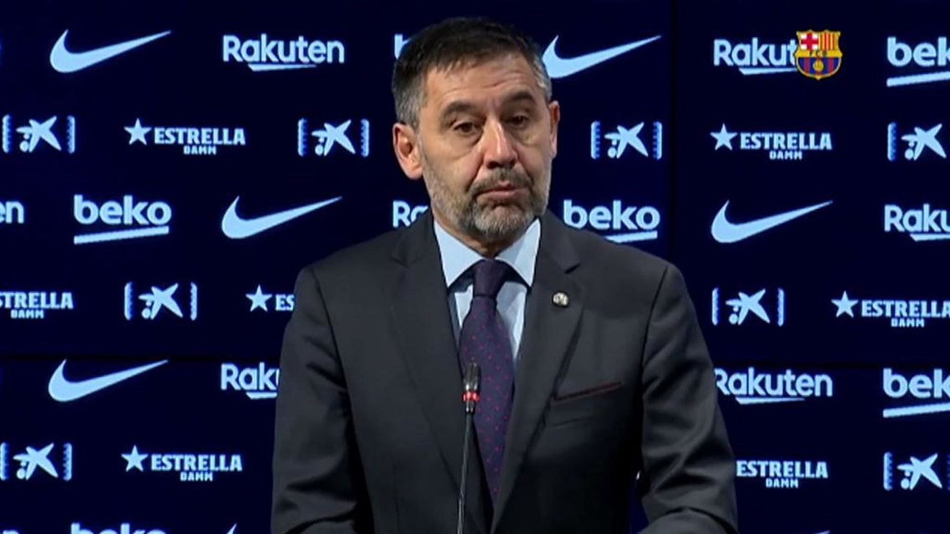 Bartomeu, en rueda de prensa. Bartomeu, en rueda de prensa.