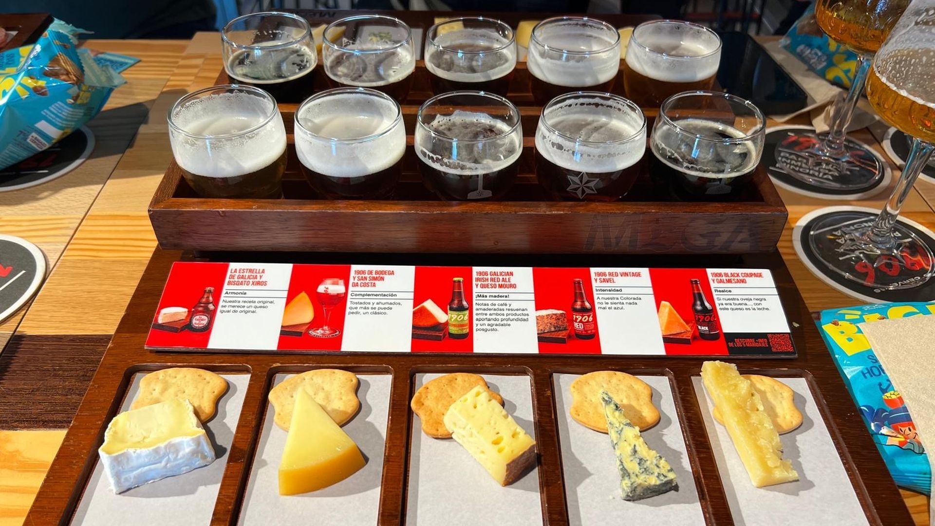 Degustación cervezas y quesos.