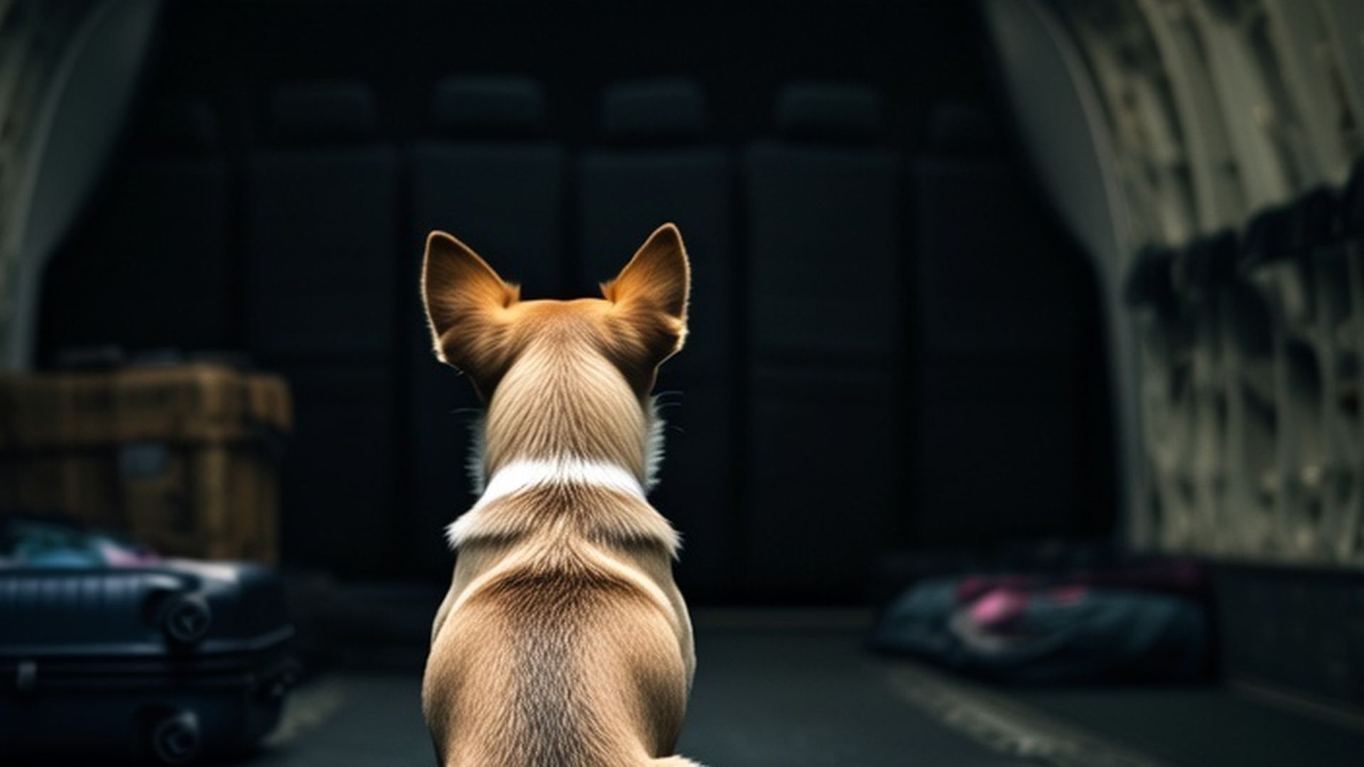 Perro en la bodega de un avión