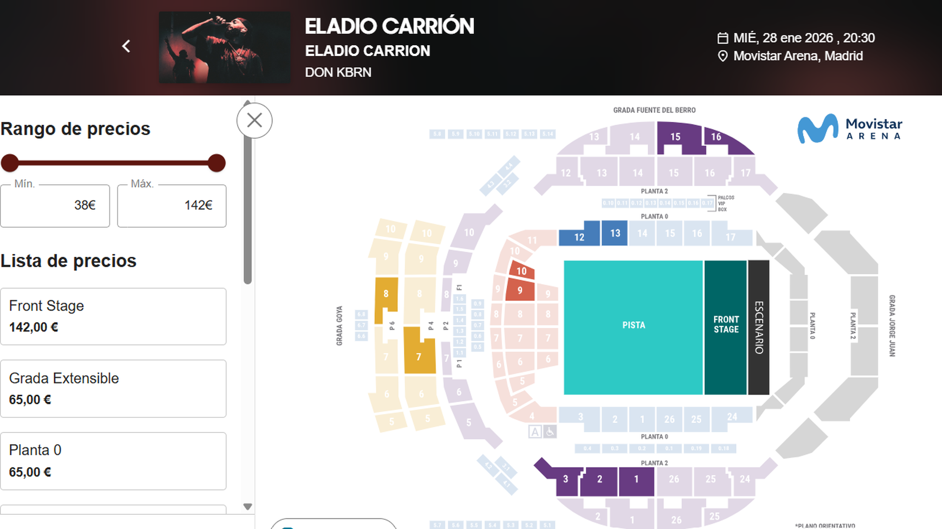 Precios del concierto de Eladio Carrión en Madrid