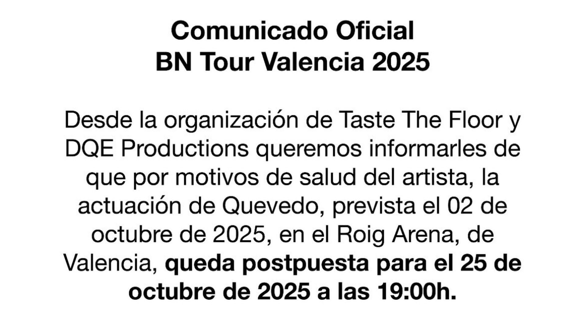 Concierto cancelado en Valencia
