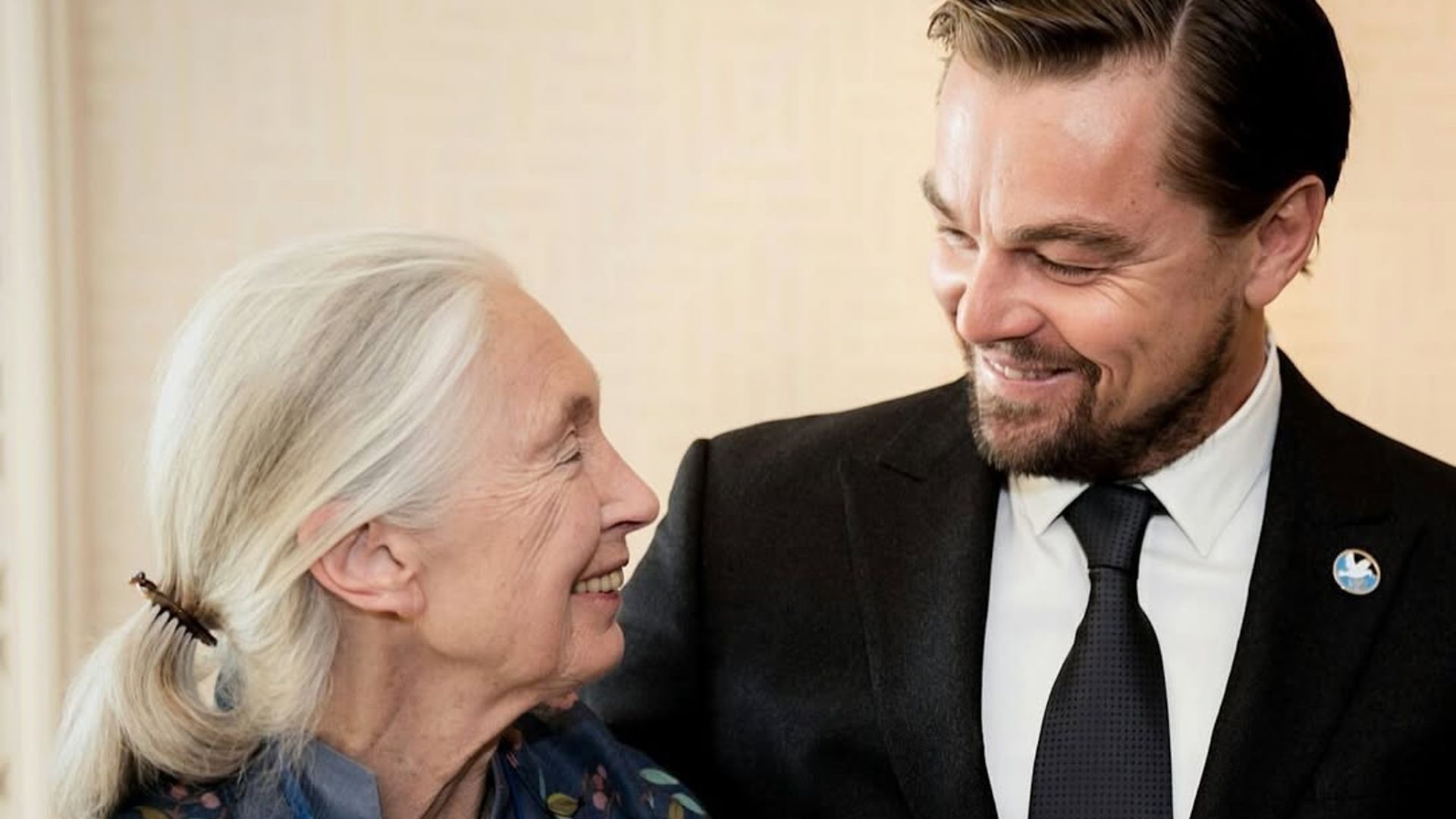 El actor Leonardo Dicaprio y la primatóloga Jane Goodall