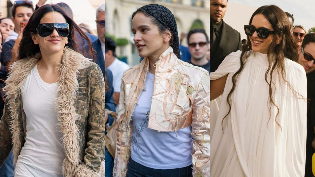 Rosalía, con diferentes looks en París, en un montaje de fotos