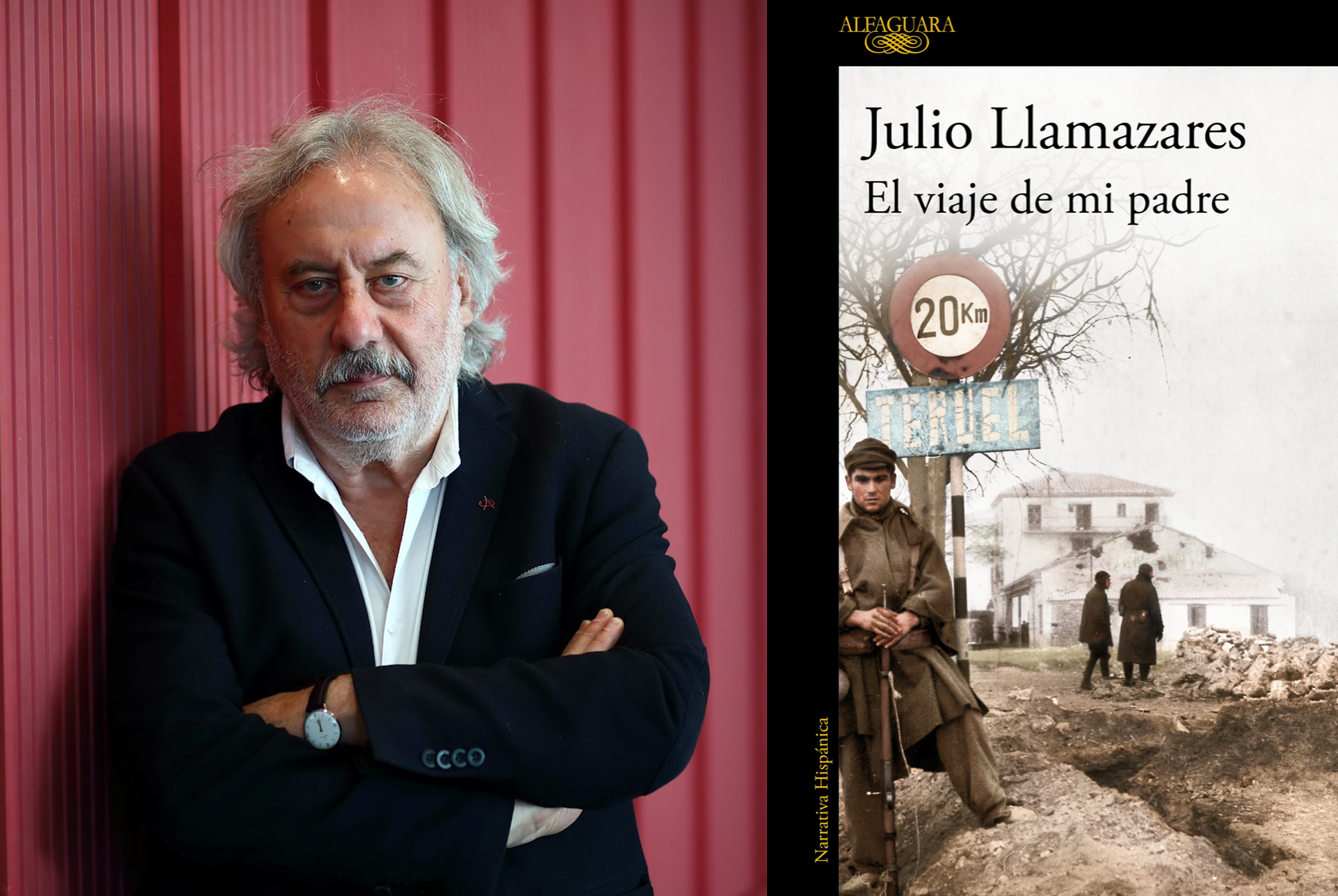 El escritor Julio Llamazares y el libro 'El viaje de mi padre' (Alfaguara)